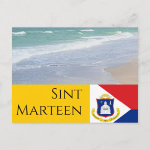 Carte Postale Drapeau Saint-Martin et plages