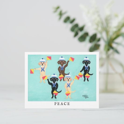 Carte Postale Drapeau Semaphore Labradors envoie un message de P (Debout devant)