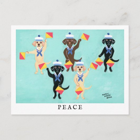Carte Postale Drapeau Semaphore Labradors envoie un message de P (Devant)