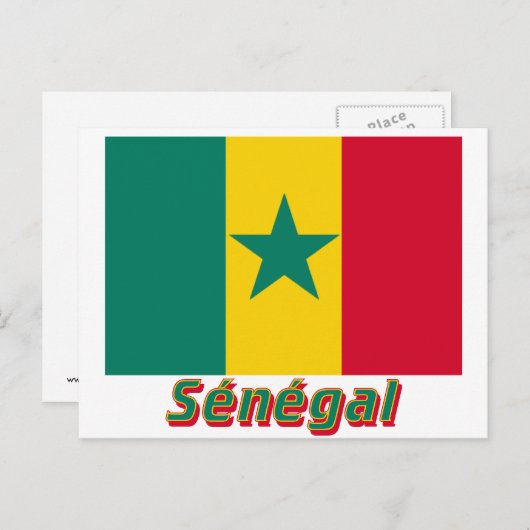 Carte Postale Drapeau Sénégal avec le nom français (Devant / Derrière)