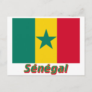 Carte Postale Drapeau Sénégal avec le nom français