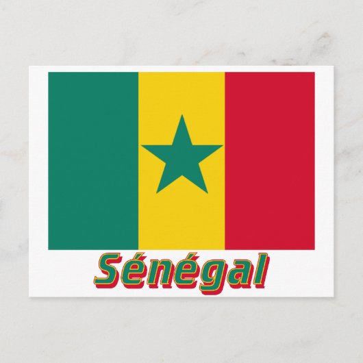 Carte Postale Drapeau Sénégal avec le nom français (Devant)