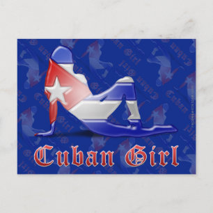 Carte Postale Drapeau Silhouette de fille cubaine