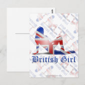 Carte Postale Drapeau Silhouette de la fille britannique (Devant / Derrière)