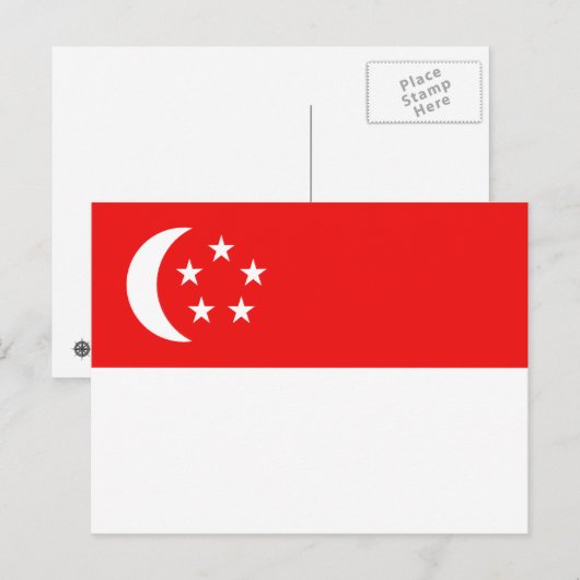 Carte postale Drapeau Singapour (Devant / Derrière)