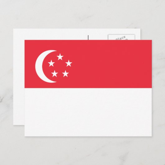 Carte Postale Drapeau singapourien, Drapeau de Singapour (Devant / Derrière)