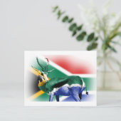 Carte Postale Drapeau Springbock sud-africain (Debout devant)