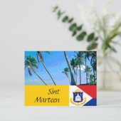 Carte Postale Drapeau St Martin et palmiers de Sint Marteen St M (Debout devant)