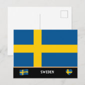 Carte Postale Drapeau suédois & voyage en Suède / Suède (Devant / Derrière)
