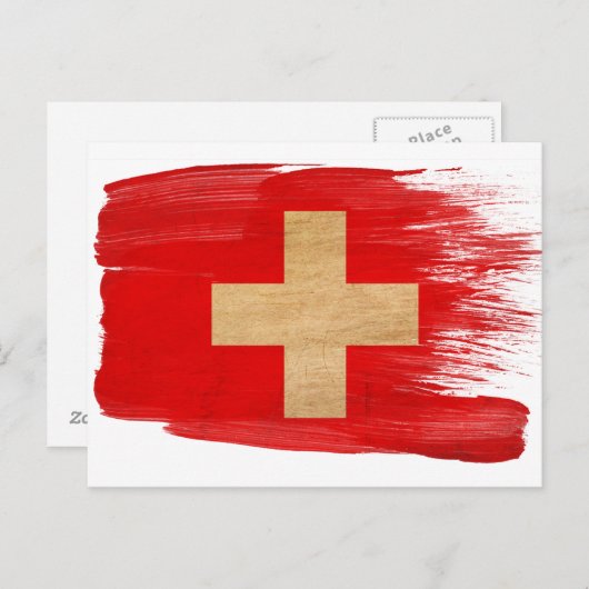Carte postale drapeau Suisse (Devant / Derrière)