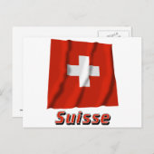 Carte Postale Drapeau Suisse avec le nom français (Devant / Derrière)