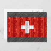 Carte Postale Drapeau suisse en bois (Devant / Derrière)