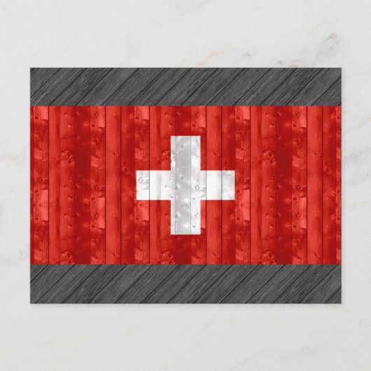 Carte Postale Drapeau suisse en bois (Devant)
