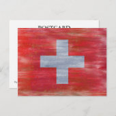 Carte Postale Drapeau suisse en détresse (Devant / Derrière)