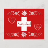 Carte Postale Drapeau suisse et edelweiss (Devant)