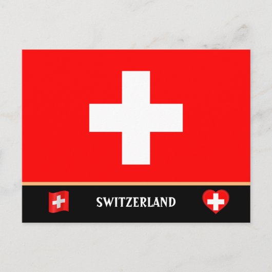 Carte Postale Drapeau suisse & voyage en Suisse (Devant)