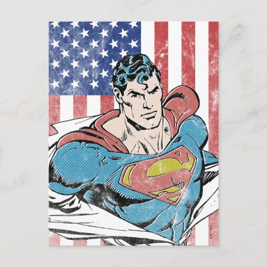 Carte Postale Drapeau Superman & US (Devant)