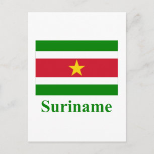 Carte Postale drapeau Suriname avec nom