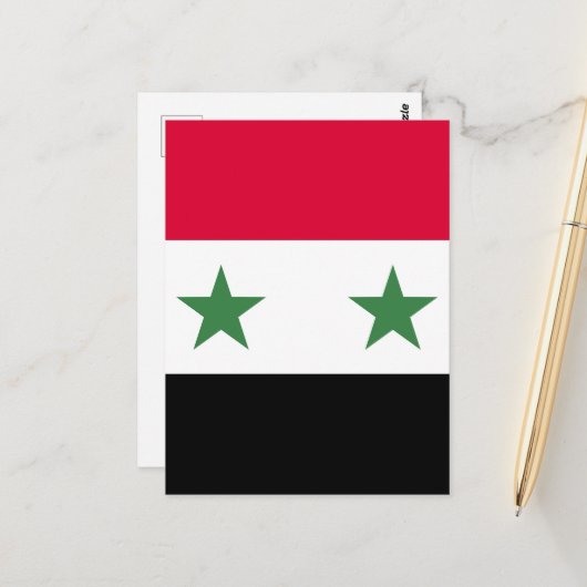 Carte Postale Drapeau syrien (Devant/Arrière en situation)