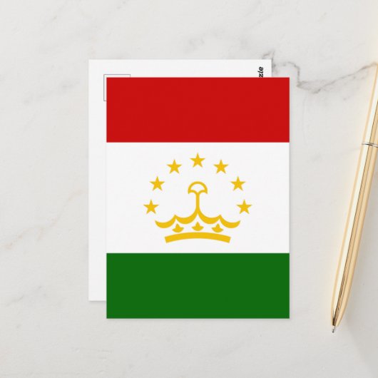 Carte Postale Drapeau Tadjikistan (Devant/Arrière en situation)