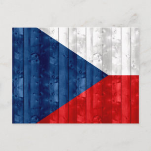 Carte Postale Drapeau tchèque en bois