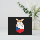 Carte Postale Drapeau Tchèque Pembroke Welsh Corgi Chien Dans Po (Debout devant)
