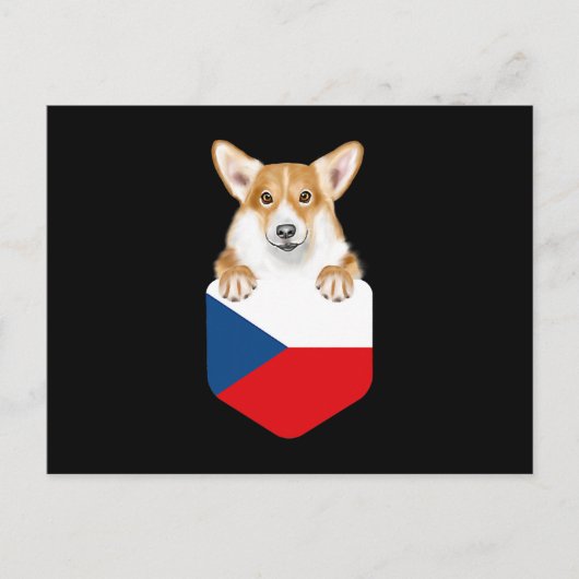 Carte Postale Drapeau Tchèque Pembroke Welsh Corgi Chien Dans Po (Devant)