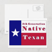 Carte Postale Drapeau texan natif de 5e génération (Devant / Derrière)