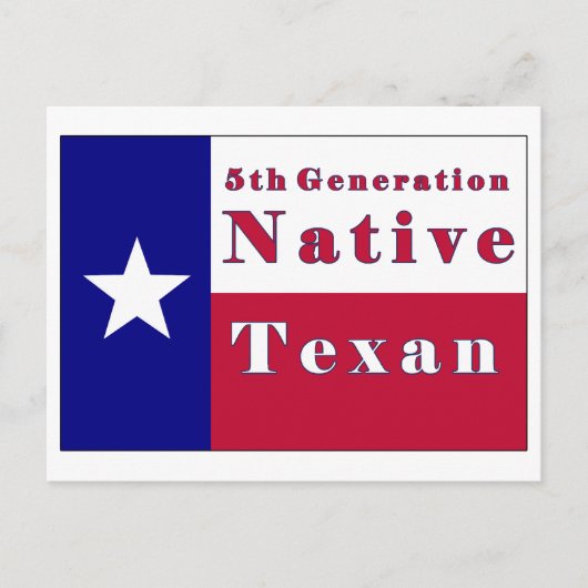 Carte Postale Drapeau texan natif de 5e génération (Devant)