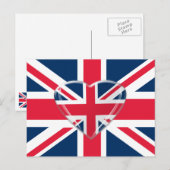 Carte Postale Drapeau Union Jack avec conception cardiaque (Devant / Derrière)
