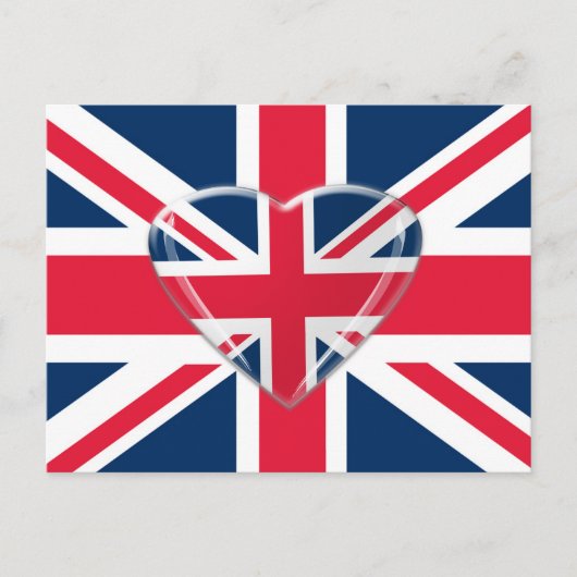 Carte Postale Drapeau Union Jack avec conception cardiaque (Devant)
