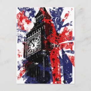 Carte Postale Drapeau Union Jack britannique vintage usé