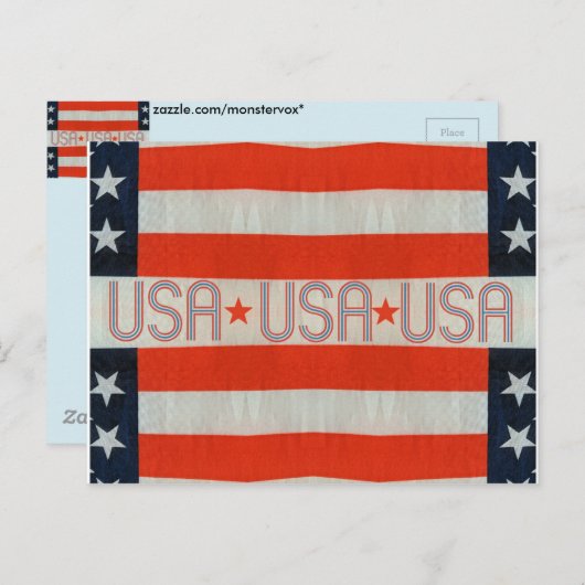 Carte postale drapeau USA (Devant / Derrière)