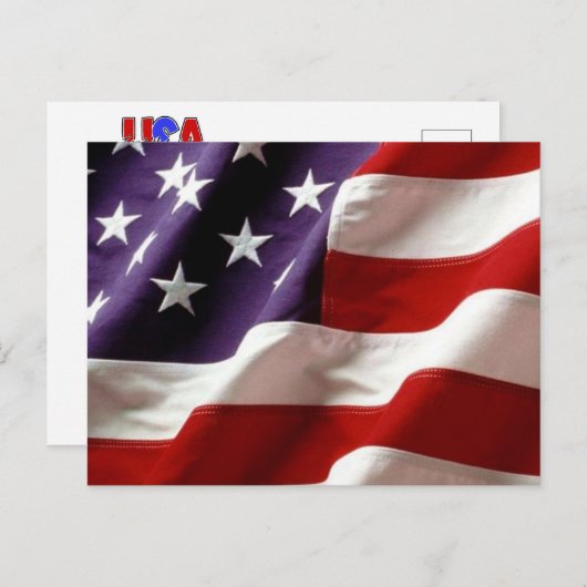 Carte Postale Drapeau USA - Conception Terre Que J'aime (Devant / Derrière)