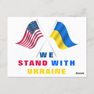 Carte Postale Drapeau USA - Drapeau Ukraine - Nous Sommes Avec L