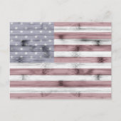 Carte Postale Drapeau USA en bois rouge blanc bleu rustique (Devant)