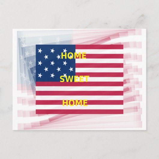 Carte Postale Drapeau USA "Home Sweet Home" Art Imprimer (Devant)