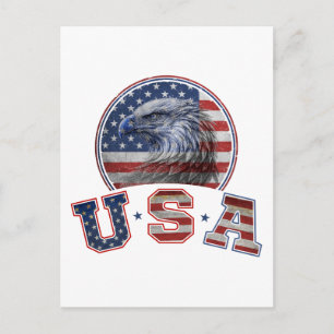 Carte Postale Drapeau USA Vintage Aigle Américain Drapeau Améric