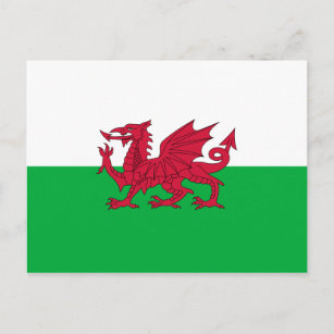 Carte Postale Drapeau vert et rouge du Pays de Galles avec Drago
