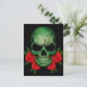 Carte Postale Drapeau vert libyen avec des roses rouges (Debout devant)