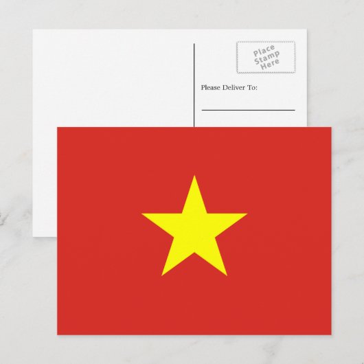 Carte Postale Drapeau vietnamien, Drapeau vietnamien (Devant / Derrière)