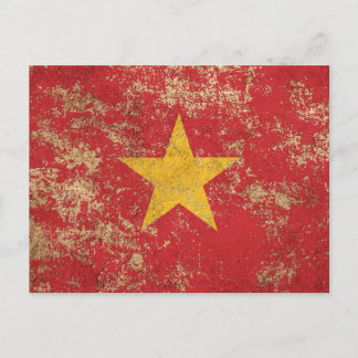 Carte Postale Drapeau vietnamien Vintage d'âge rude