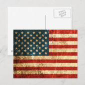 Carte Postale Drapeau Vintage américain rayé et usé (Devant / Derrière)
