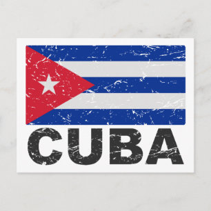 Carte Postale Drapeau Vintage de Cuba