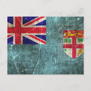 Carte Postale Drapeau vintage de Fidji