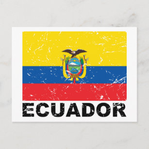 Carte Postale Drapeau Vintage de l'Équateur