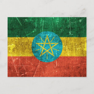 Carte Postale Drapeau vintage de l'Ethiopie