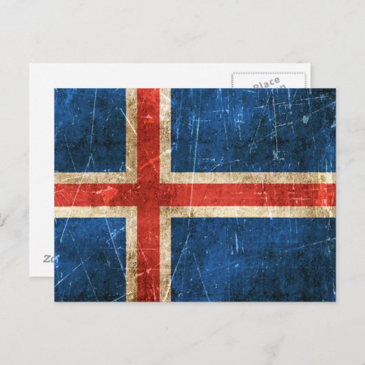 Carte Postale Drapeau vintage de l'Islande (Devant / Derrière)