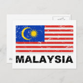 Carte Postale Drapeau Vintage de Malaisie (Devant / Derrière)