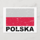 Carte Postale Drapeau Vintage de Pologne (Devant)